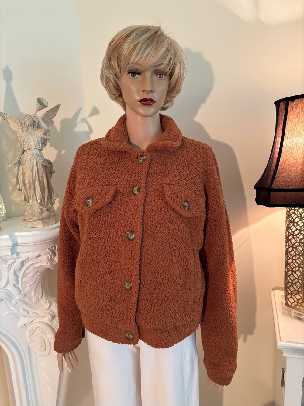 Hippie Rose Rust Teddy Sherpa Button-Up Jacket R1 - Picture 2 of 12